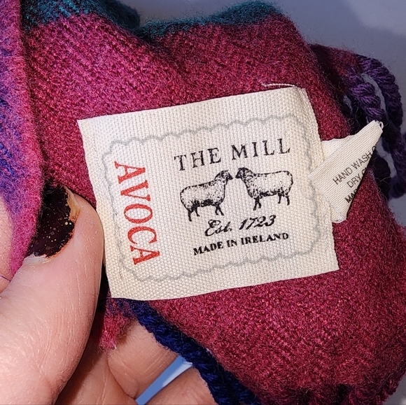 AVOCA The Mill Colorful Plaid Irish Wool Scarf - Picture 5 of 6